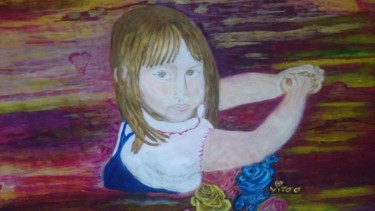 Painting titled "Petite fille" by Chrysanthou, Original Artwork, Gouache