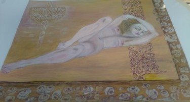 Peinture intitulée "Nue allongée" par Chrysanthou, Œuvre d'art originale, Gouache
