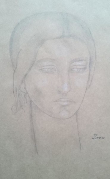 Drawing titled "Visage" by Chrysanthou, Original Artwork, Pencil