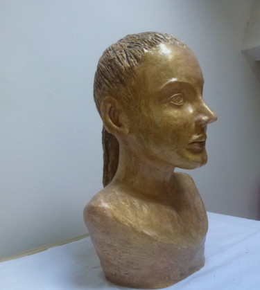 Skulptur mit dem Titel "Autoportrait Nitsa" von Chrysanthou, Original-Kunstwerk, Ton