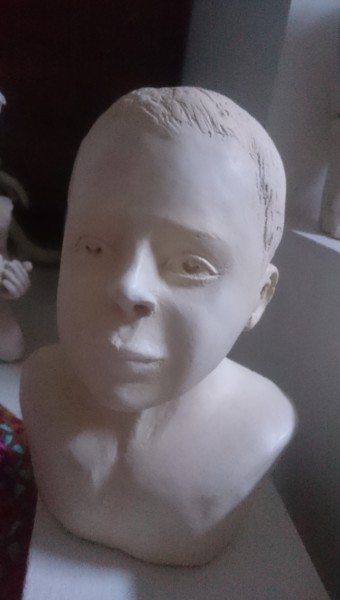Sculpture intitulée "Portrait enfant (mo…" par Chrysanthou, Œuvre d'art originale, Argile