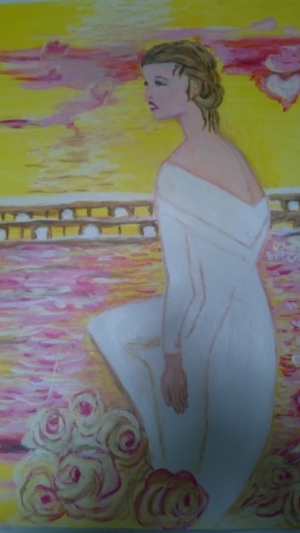 Painting titled "Jeune femme" by Chrysanthou, Original Artwork, Gouache