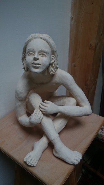 Sculpture intitulée "Margot à 8 ans (mod…" par Chrysanthou, Œuvre d'art originale, Argile