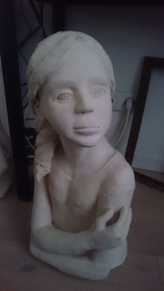 Sculpture titled "Buste de jeune fill…" by Chrysanthou, Original Artwork, Clay