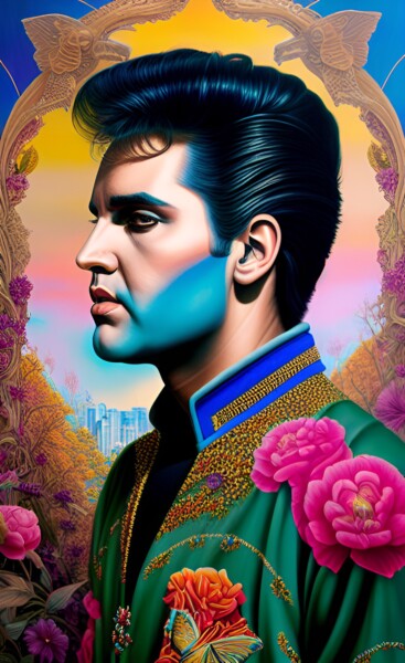 Arte digital titulada "The King of Rock an…" por Nivaldo Nieto Ortega, Obra de arte original, Imagen generada por IA