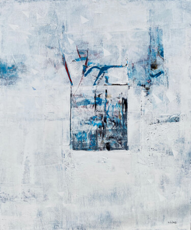 Картина под названием "Abstract-138- Blue…" - Nivas Kanhere, Подлинное произведение искусства, Акрил