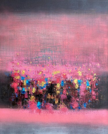 Peinture intitulée "Pink City Abstract-…" par Nivas Kanhere, Œuvre d'art originale, Acrylique