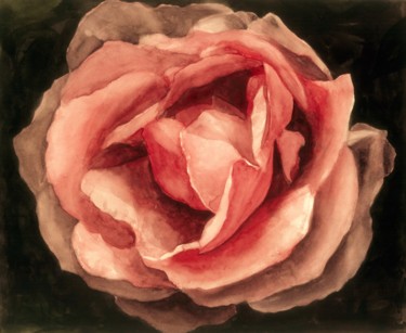 Painting titled "ROSE IN BLOOM" by Nives Palmić, Original Artwork, Watercolor