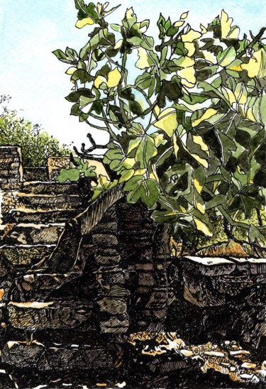 Drawing titled "FIG Abandoned Places" by Nives Palmić, Original Artwork, Ink