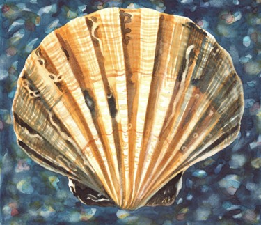 Malerei mit dem Titel "SHELL II" von Nives Palmić, Original-Kunstwerk, Aquarell