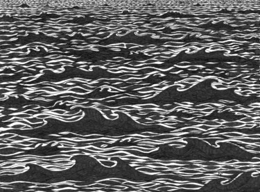 Dessin intitulée "SEA WAVES VI" par Nives Palmić, Œuvre d'art originale, Encre