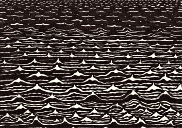 Dessin intitulée "RAIN AND SEA" par Nives Palmić, Œuvre d'art originale, Encre
