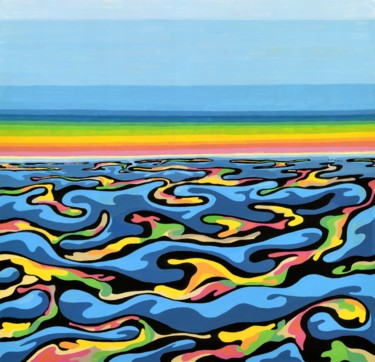 Картина под названием "SEA AND SKY II" - Nives Palmić, Подлинное произведение искусства, Гуашь