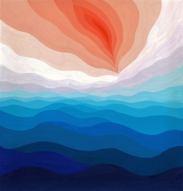 Painting titled "RISING SKY II" by Nives Palmić, Original Artwork, Gouache