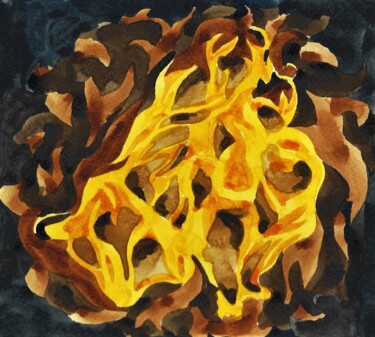 Painting titled "FLAMME I aquarelle…" by Nives Palmić, Original Artwork, Watercolor