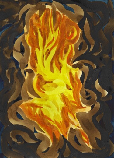 Painting titled "FLAMME III aquarell…" by Nives Palmić, Original Artwork, Watercolor