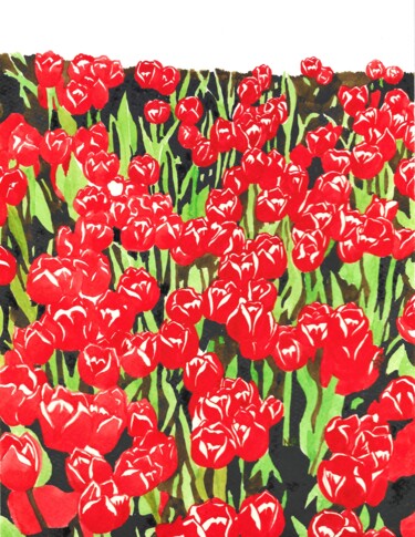 Pittura intitolato "TULIP FEVER IV" da Nives Palmić, Opera d'arte originale, Acquarello