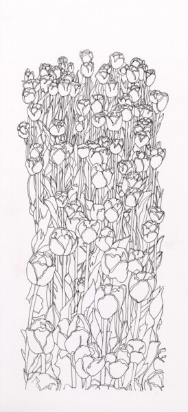 Desenho intitulada "TULIP FEVER VII" por Nives Palmić, Obras de arte originais, Tinta