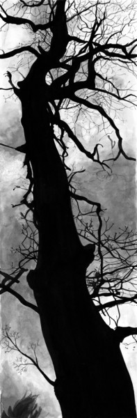 Desenho intitulada "WINTER TREE IV" por Nives Palmić, Obras de arte originais, Tinta