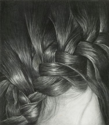 Zeichnungen mit dem Titel "BRAID" von Nives Palmić, Original-Kunstwerk, Kohle