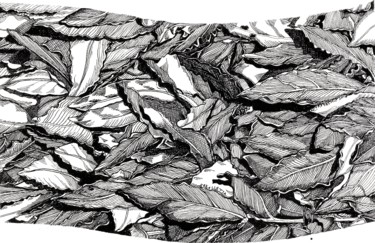 Drawing titled "RIVER OF FOLIAGE (L…" by Nives Palmić, Original Artwork, Ink