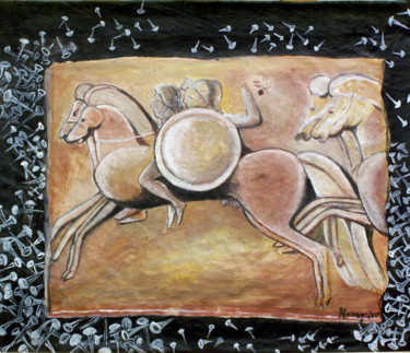 Painting titled "Battaglie di terrac…" by Nives, Original Artwork, Tempera