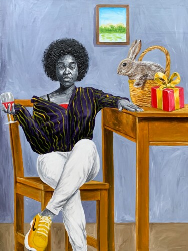 Malarstwo zatytułowany „LATE PRESENT” autorstwa Niyi Omotayo, Oryginalna praca, Akryl