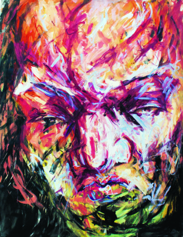 Malerei mit dem Titel "Disgusted face" von Nizaac Vallejo, Original-Kunstwerk, Acryl