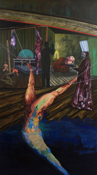 Pittura intitolato "Submerged tensions" da Nizaac Vallejo, Opera d'arte originale, Acrilico