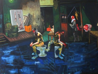 Painting titled "Before the show" by Nizaac Vallejo, Original Artwork, Acrylic