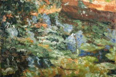 Painting titled "Water-lilies" by Robert Nizamov, Original Artwork, Oil