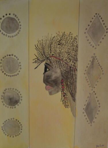 Schilderij getiteld "masque" door Nizard Dominique, Origineel Kunstwerk, Aquarel