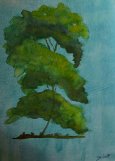 Painting titled "arbre" by Nizard Dominique, Original Artwork, Watercolor