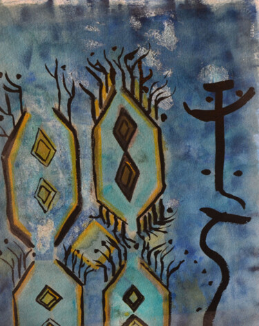 Peinture intitulée "tissu africain" par Nizard Dominique, Œuvre d'art originale, Aquarelle