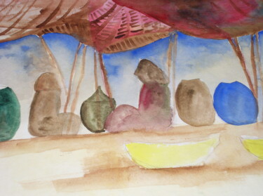 Peinture intitulée "sable" par Nizard Dominique, Œuvre d'art originale, Aquarelle