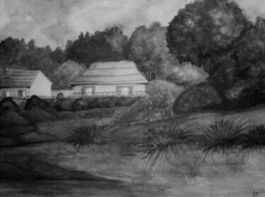 Peinture intitulée "lac-noir-et-blanc" par Nizard Dominique, Œuvre d'art originale