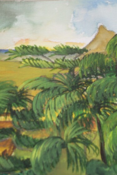 Peinture intitulée "palmiers-26x32.jpg" par Nizard Dominique, Œuvre d'art originale, Aquarelle