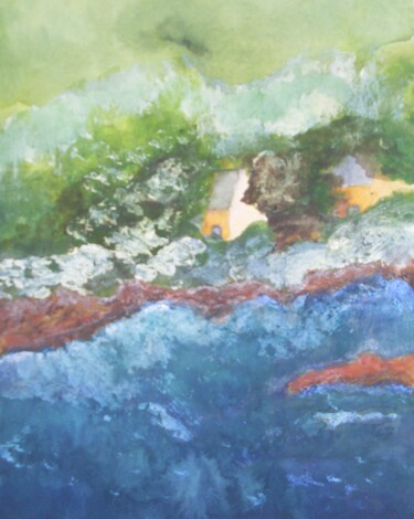 Painting titled "tempete-2-aquarelle…" by Nizard Dominique, Original Artwork, Watercolor