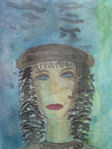 Malerei mit dem Titel "femme bleue aquarel…" von Nizard Dominique, Original-Kunstwerk, Aquarell