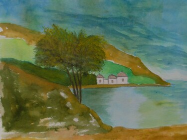 Painting titled "ile sud" by Nizard Dominique, Original Artwork, Watercolor