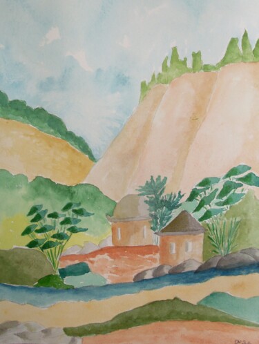 Painting titled "chine 3" by Nizard Dominique, Original Artwork, Watercolor