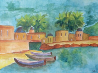 Painting titled "tunisie 6" by Nizard Dominique, Original Artwork, Watercolor