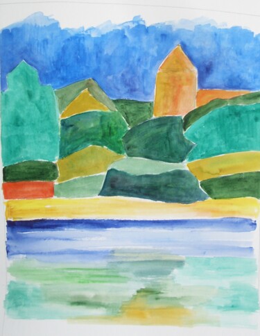 Painting titled "abstraction" by Nizard Dominique, Original Artwork, Watercolor