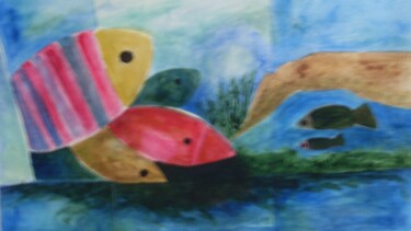 "poissons" başlıklı Tablo Nizard Dominique tarafından, Orijinal sanat, Suluboya