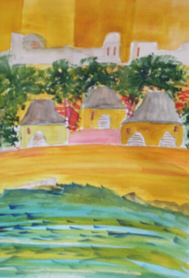 Painting titled "vacances" by Nizard Dominique, Original Artwork, Watercolor