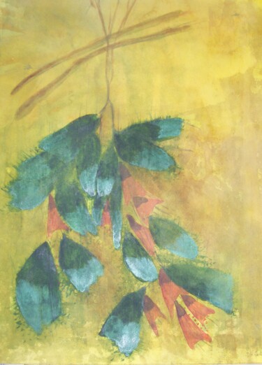 Peinture intitulée "FLEURS BLEUES" par Nizard Dominique, Œuvre d'art originale, Aquarelle