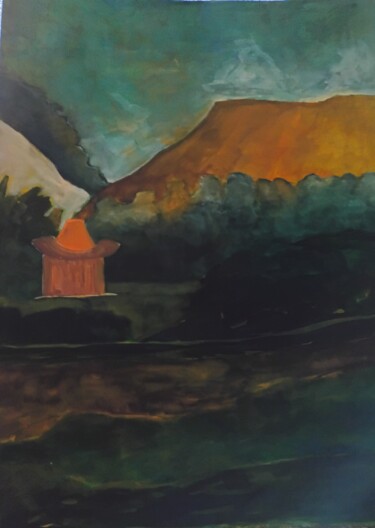 Peinture intitulée "montagne" par Nizard Dominique, Œuvre d'art originale, Aquarelle