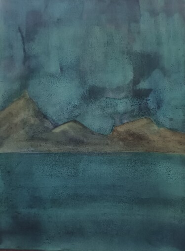 Ζωγραφική με τίτλο "ciel dans la mer" από Nizard Dominique, Αυθεντικά έργα τέχνης, Ακουαρέλα