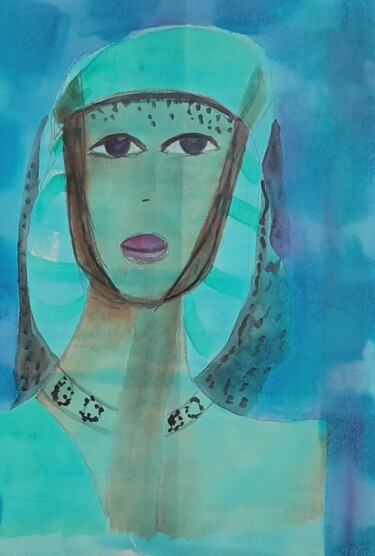 Pittura intitolato "bleu femme" da Nizard Dominique, Opera d'arte originale, Acquarello