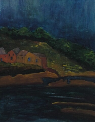 Peinture intitulée "tempête du nord" par Nizard Dominique, Œuvre d'art originale, Aquarelle